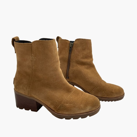 Sorel Cate Camel Tan Waterproof Suede Booties - Picture 2 of 9